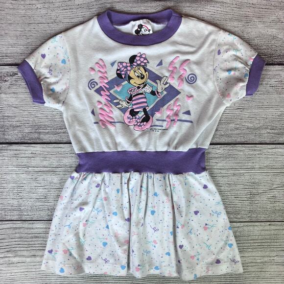 Vintage 1990s Minnie Mouse Disney Cartoon Short Sleeve Dress - Picture 1 of 7
